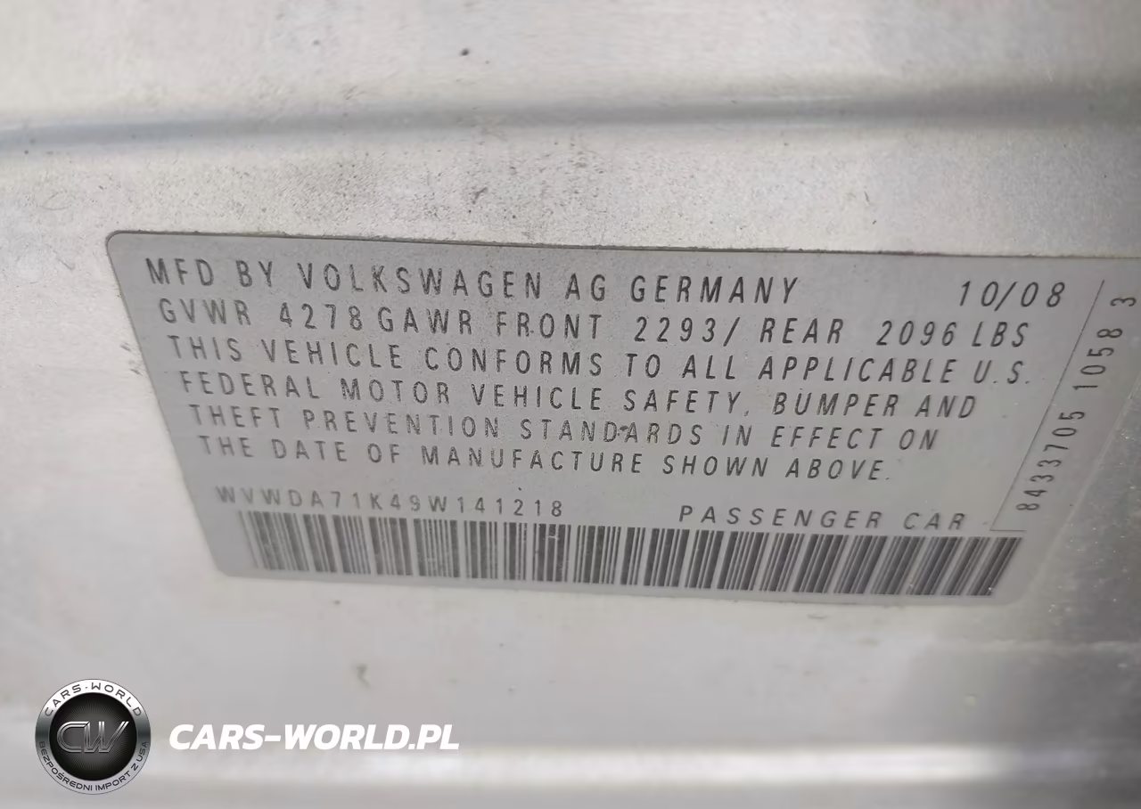 2009 Volkswagen Rabbit S VIN:WVWDA71K49W141218 - 9