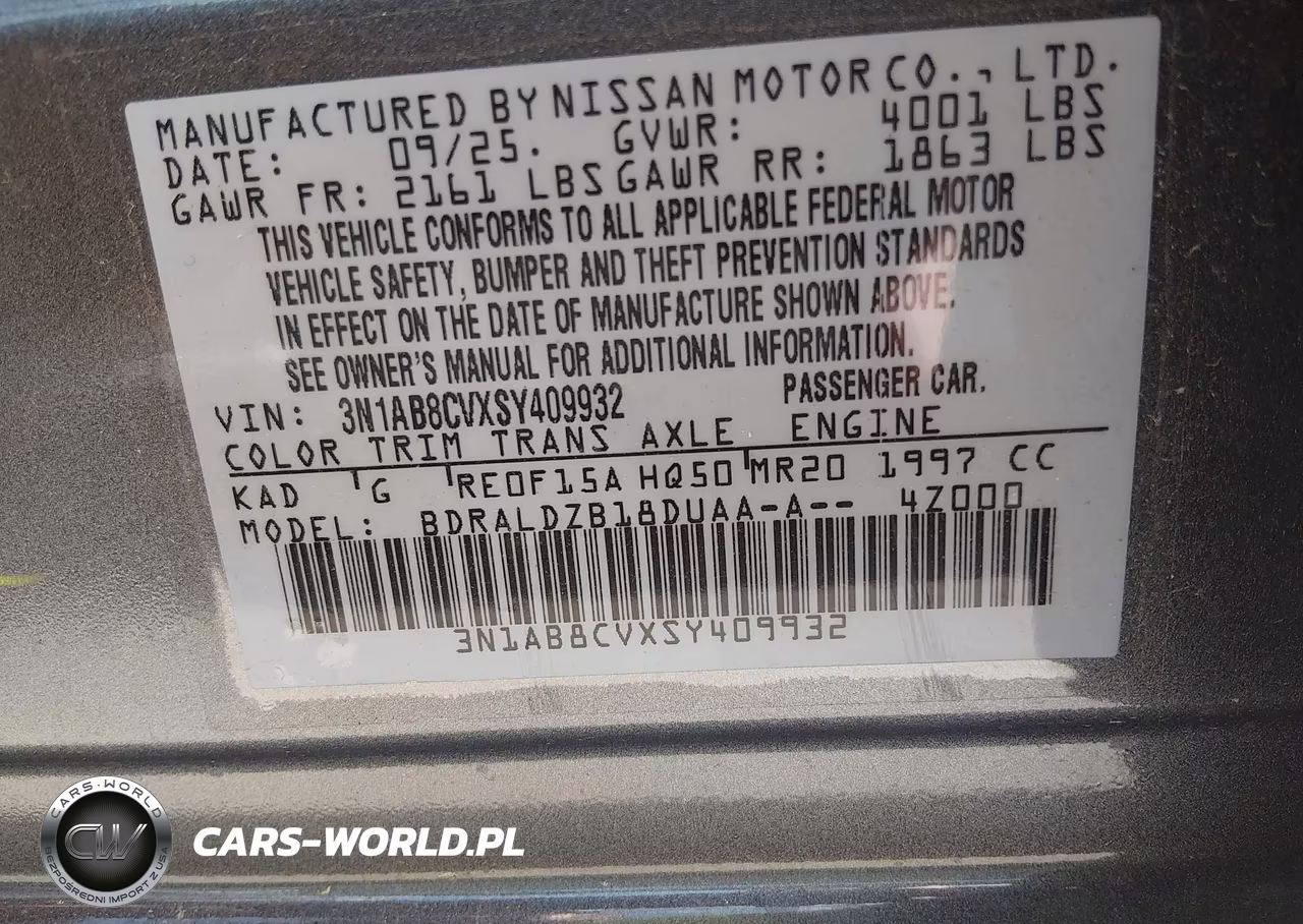 2025 Nissan Sentra Sv VIN:3N1AB8CVXSY409932 - 9