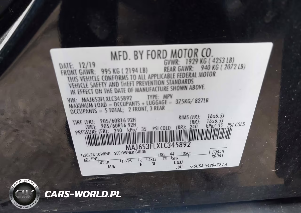 2020 Ford Ecosport S VIN:MAJ6S3FLXLC345892 - 9
