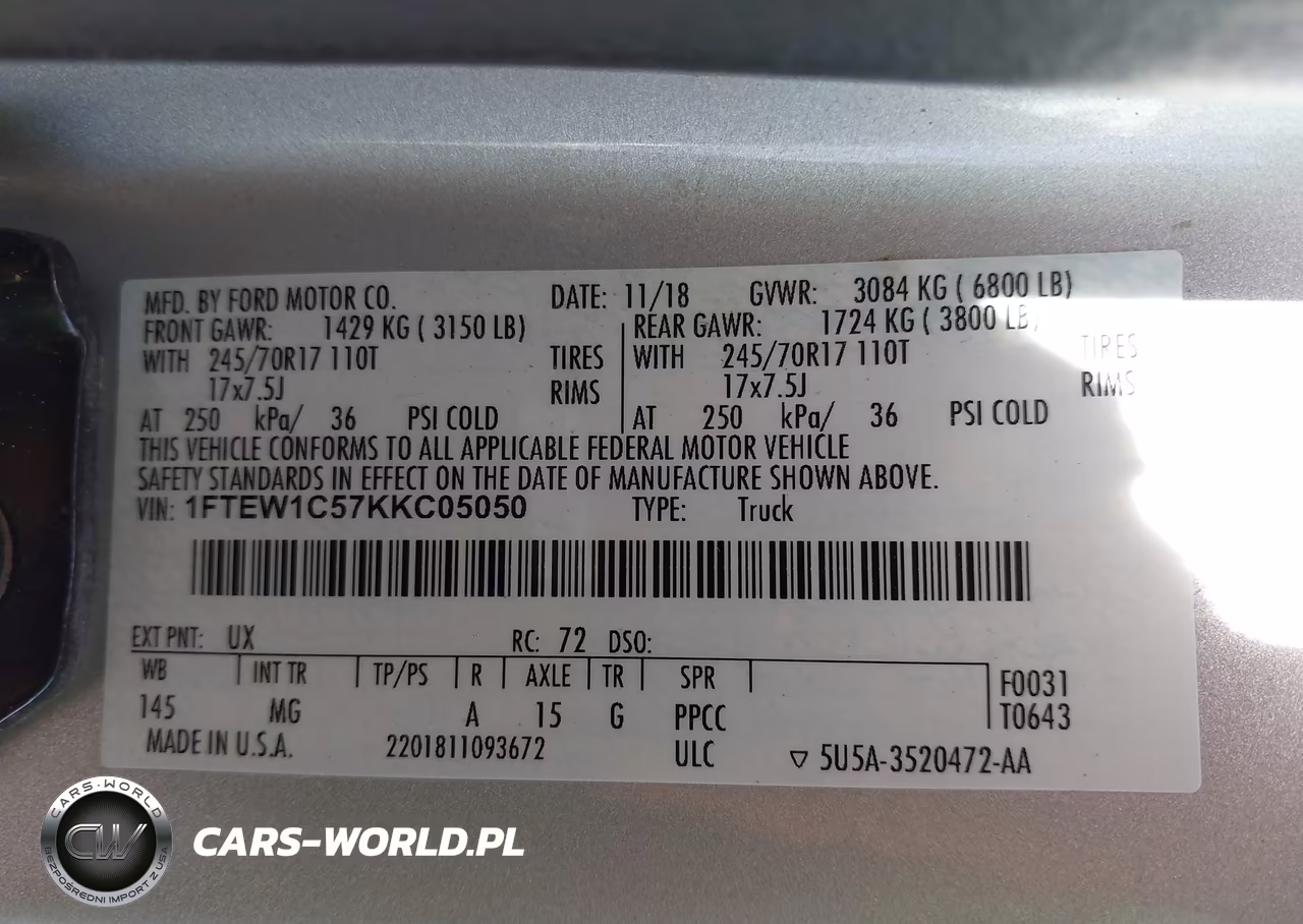 2019 Ford F-150 Xlt VIN:1FTEW1C57KKC05050 - 9