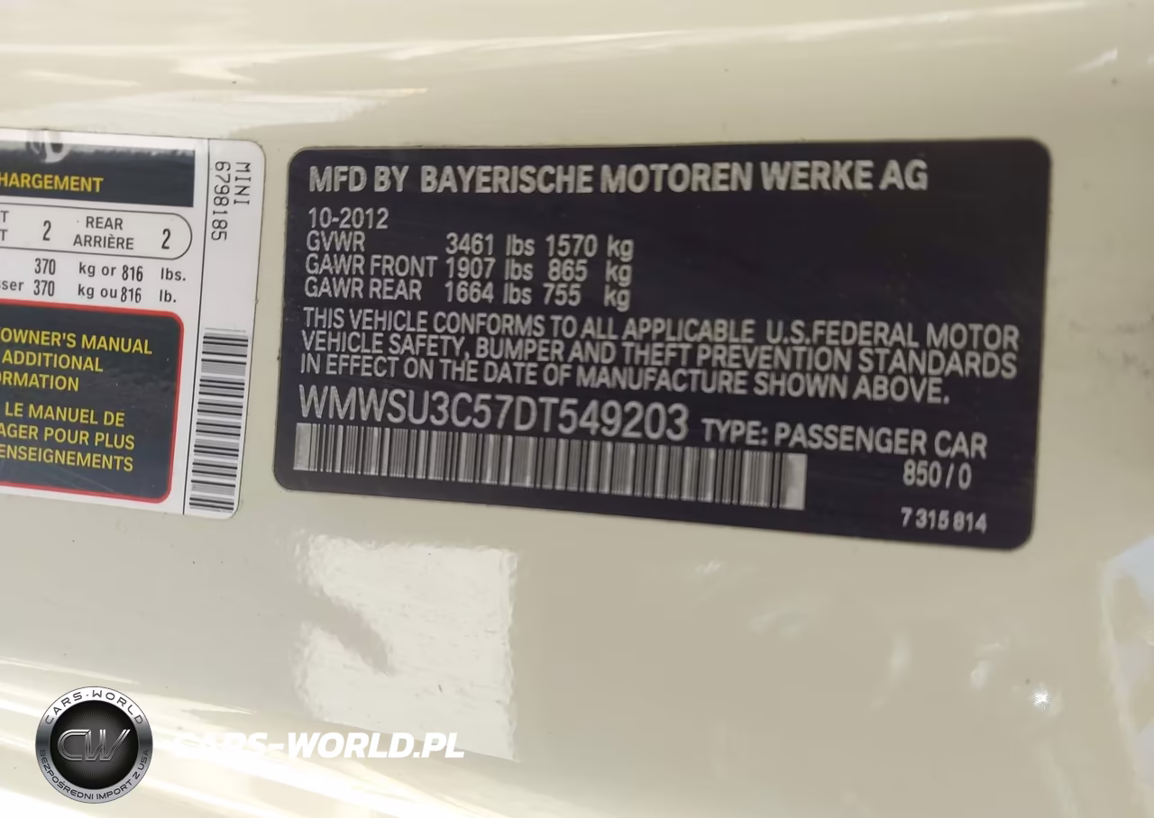 2013 Mini Hardtop Cooper VIN:WMWSU3C57DT549203 - 9