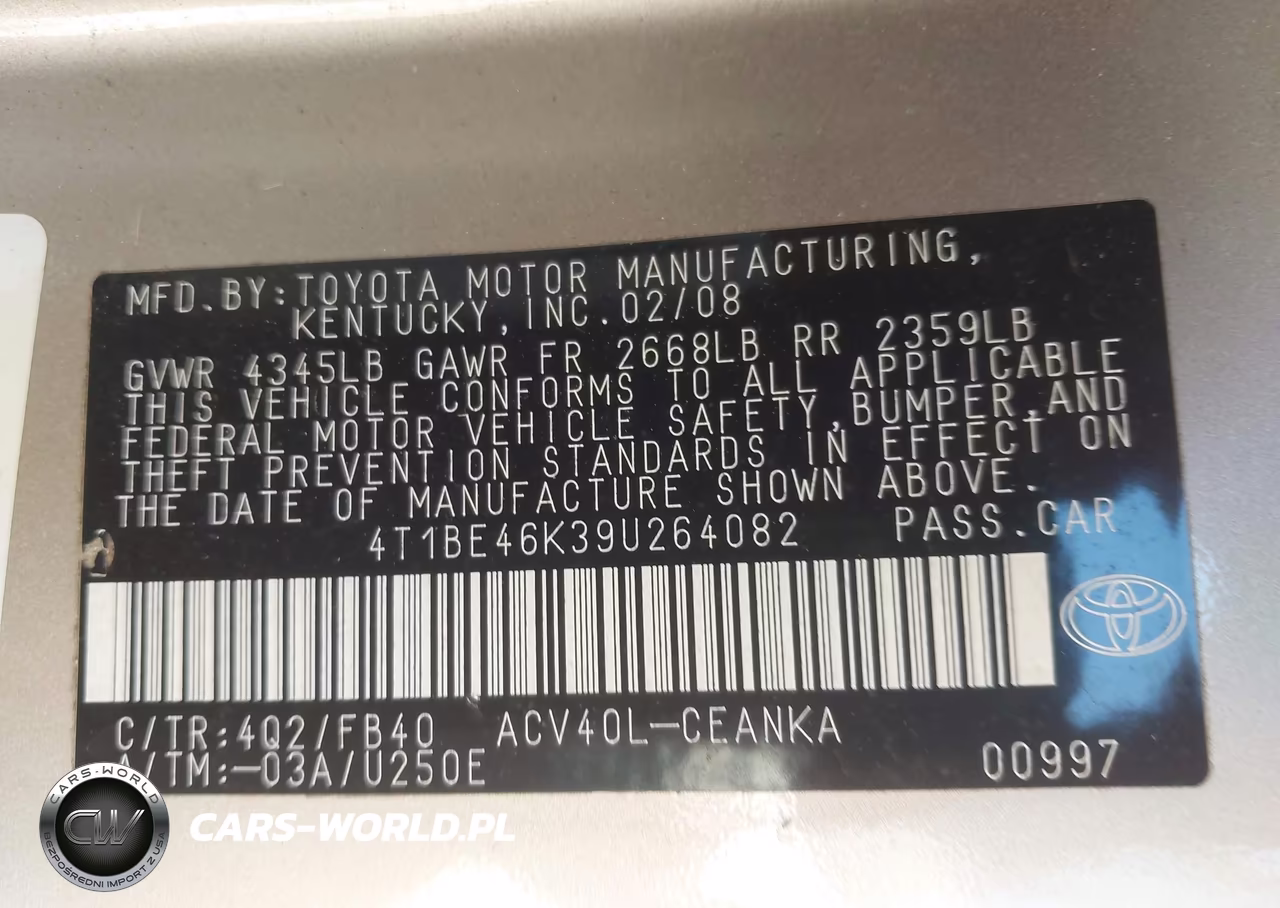 2009 Toyota Camry Le VIN:4T1BE46K39U264082 - 9
