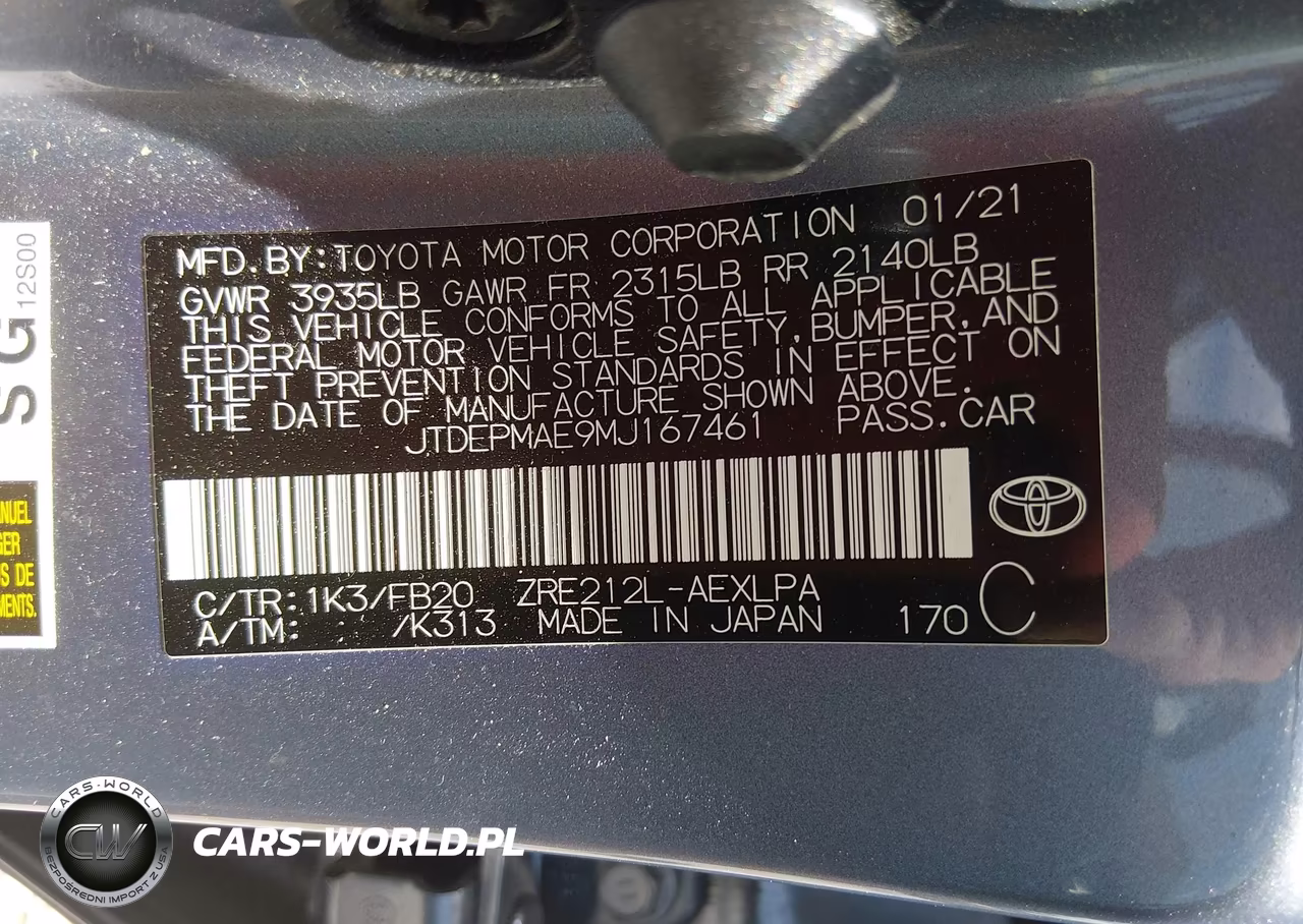 2021 Toyota Corolla Le VIN:JTDEPMAE9MJ167461 - 9