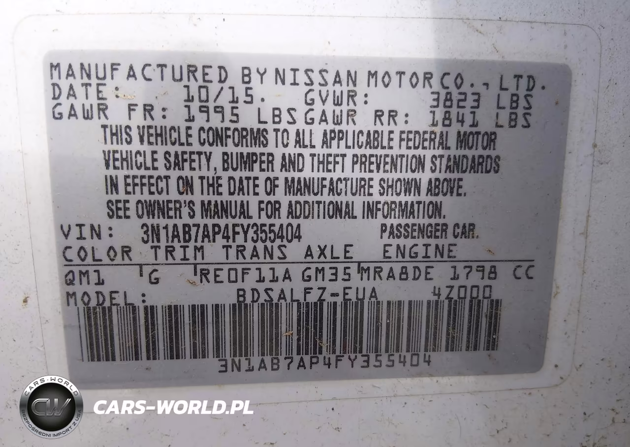 2015 Nissan Sentra Fe+ S VIN:3N1AB7AP4FY355404 - 9