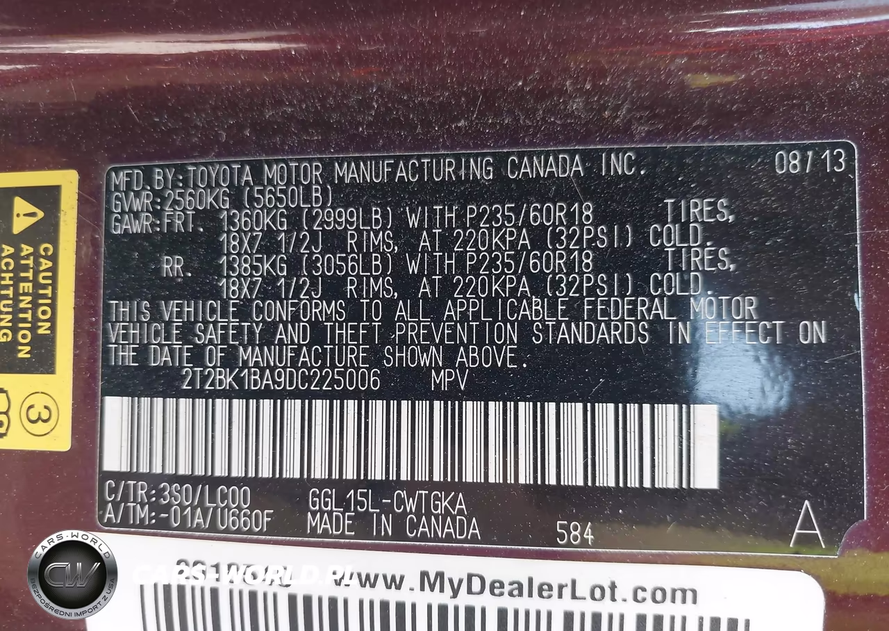 2013 Lexus Rx 350 VIN:2T2BK1BA9DC225006 - 9