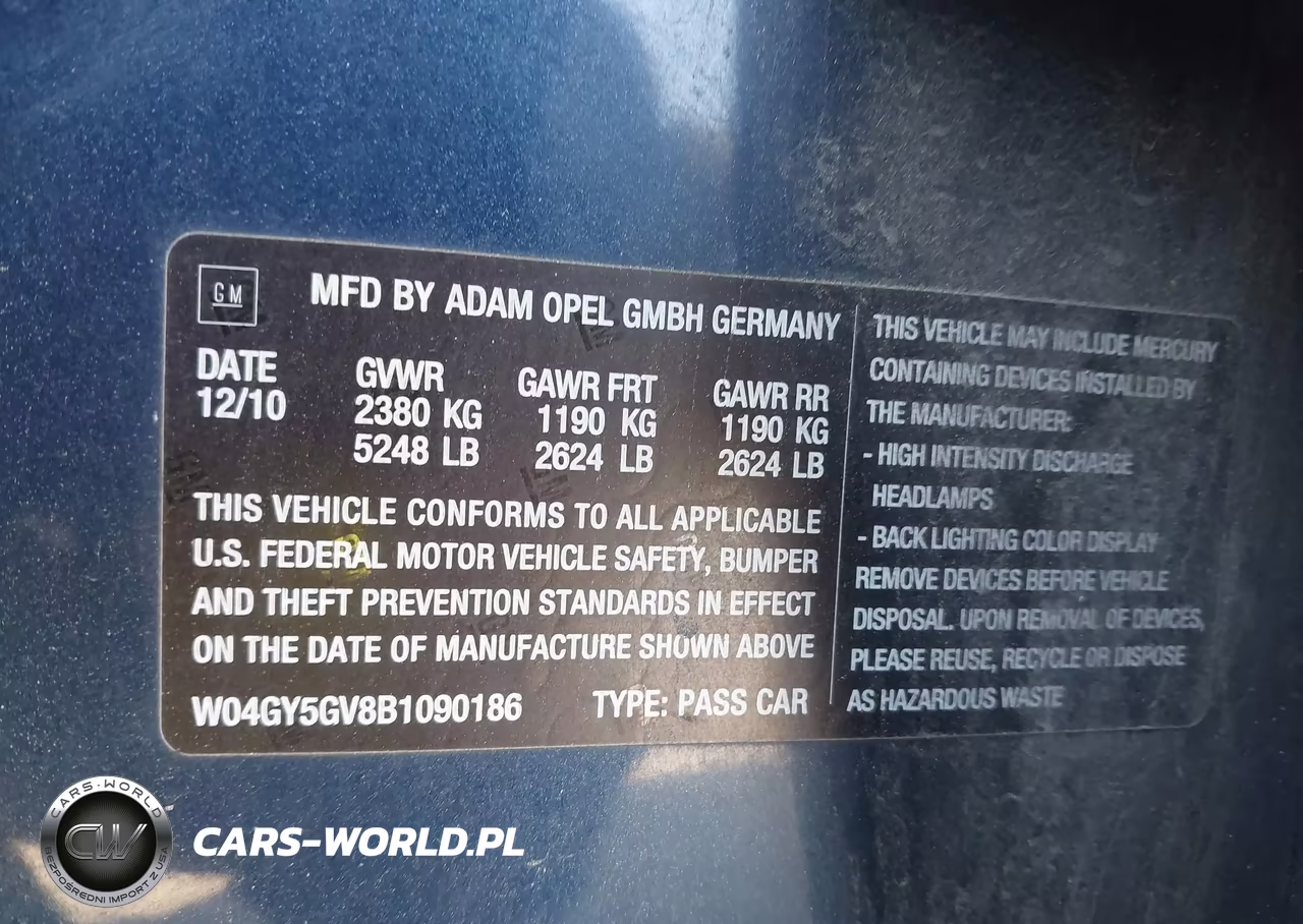 2011 Buick Regal Cxl Turbo Russelsheim VIN:W04GY5GV8B1090186 - 9