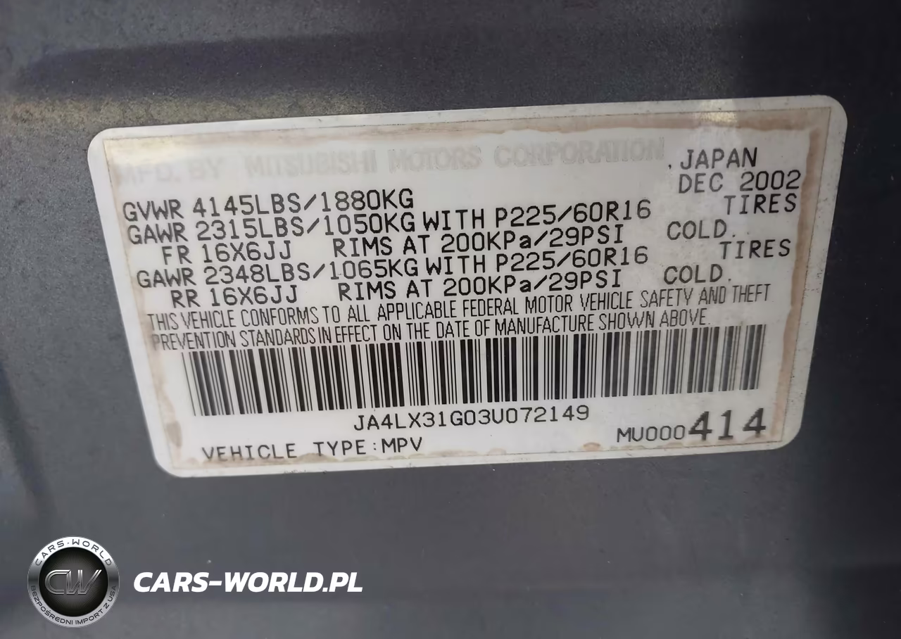 2003 Mitsubishi Outlander Ls VIN:JA4LX31G03U072149 - 9