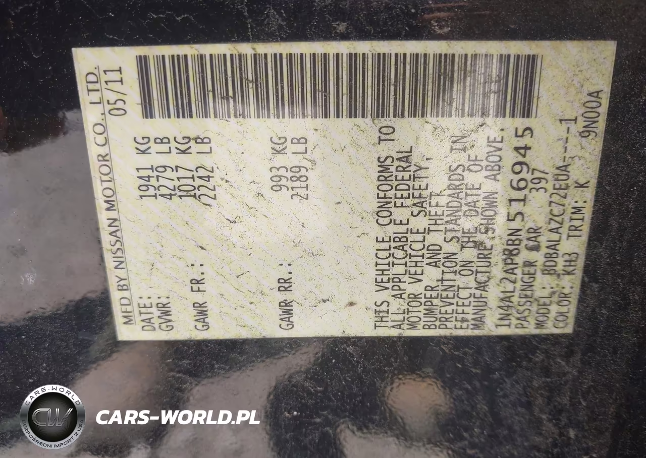 2011 Nissan Altima 2.5 VIN:1N4AL2AP8BN516945 - 9