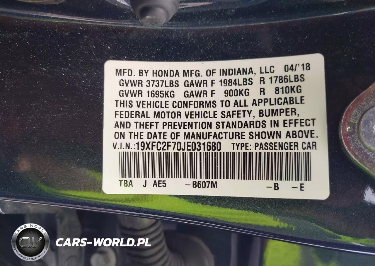 2018 Honda Civic Ex VIN:19XFC2F70JE031680 - 9