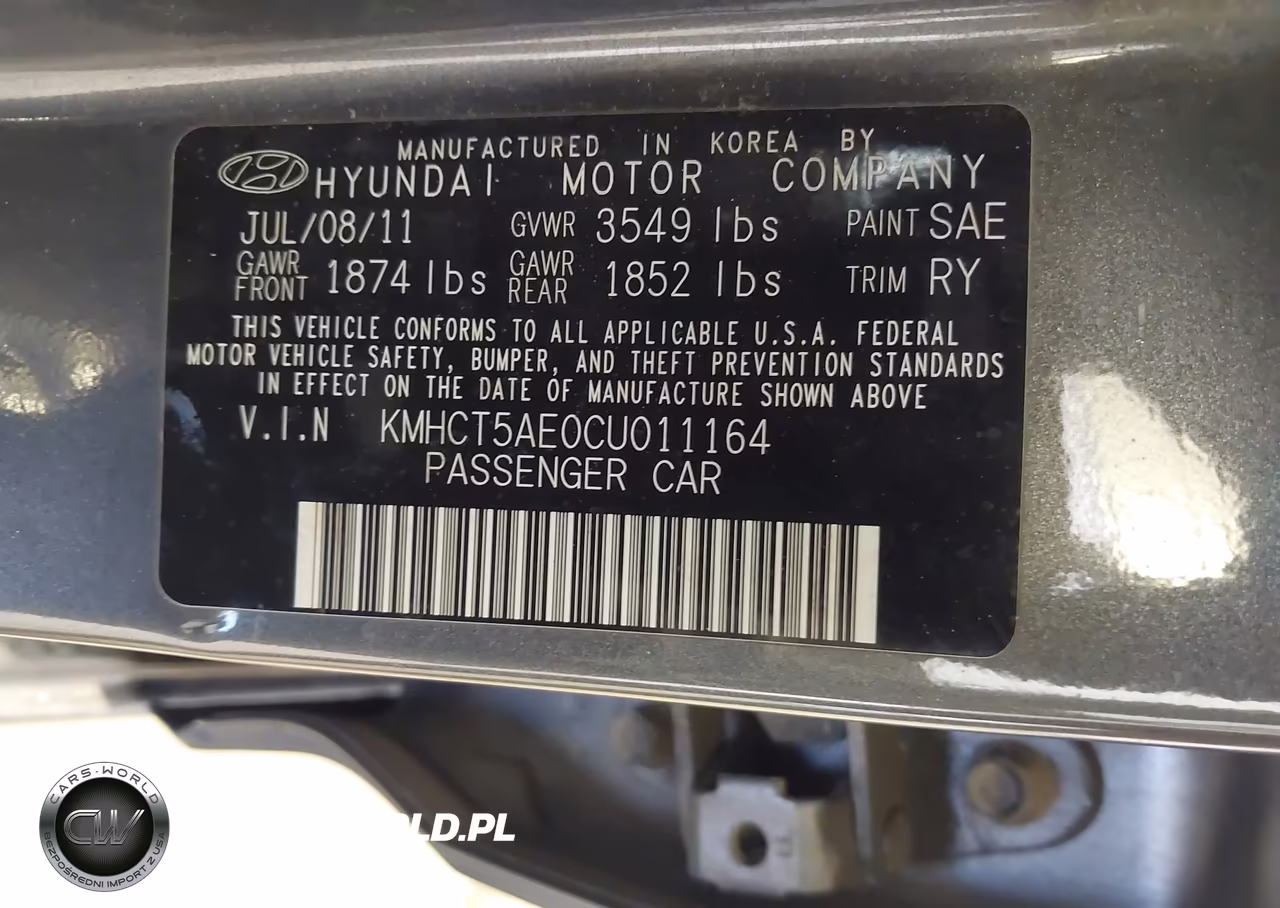 2012 Hyundai Accent Gs VIN:KMHCT5AE0CU011164 - 9