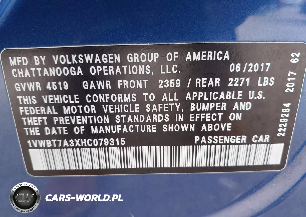 2017 Volkswagen Passat 1.8T Se VIN:1VWBT7A3XHC079315 - 9