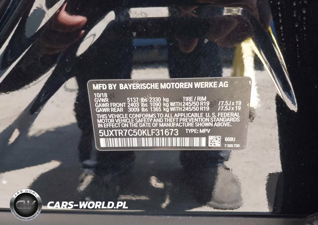 2019 BMW X3 Sdrive30I VIN:5UXTR7C50KLF31673 - 9