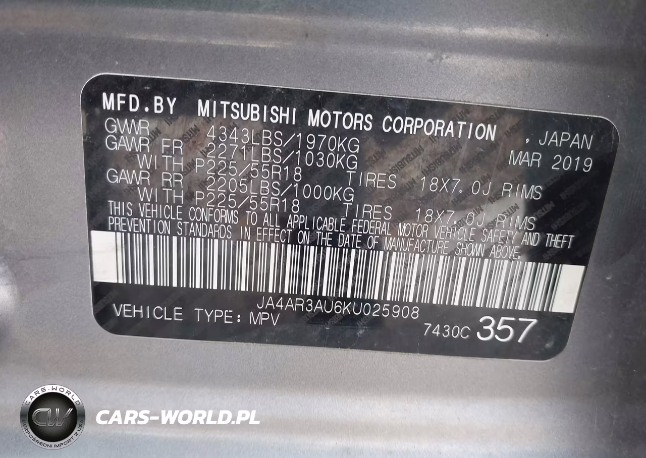2019 Mitsubishi Outlander Sport 2.0 Le VIN:JA4AR3AU6KU025908 - 9