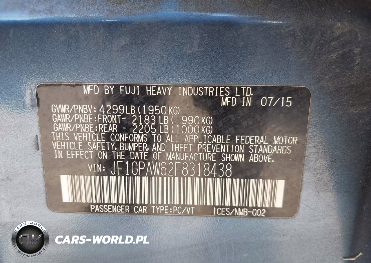 2015 Subaru Impreza 2.0I Sport Limited VIN:JF1GPAW62F8318438 - 9