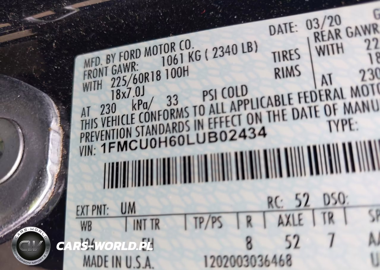 2020 Ford Escape Sel VIN:1FMCU0H60LUB02434 - 9