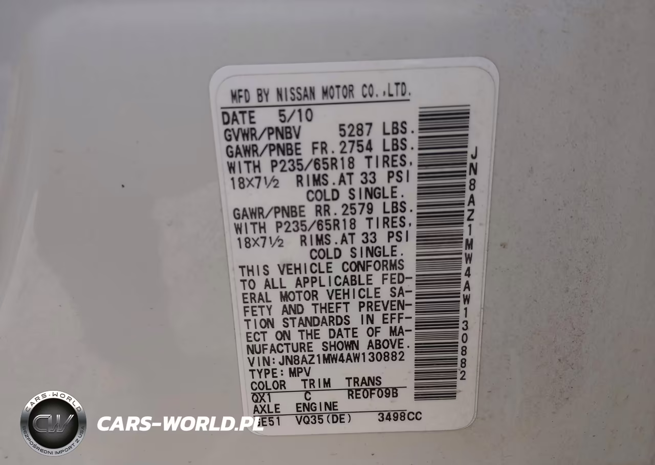 2010 Nissan Murano Sl VIN:JN8AZ1MW4AW130882 - 9