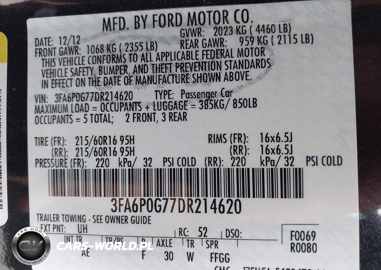 2013 Ford Fusion S VIN:3FA6P0G77DR214620 - 9