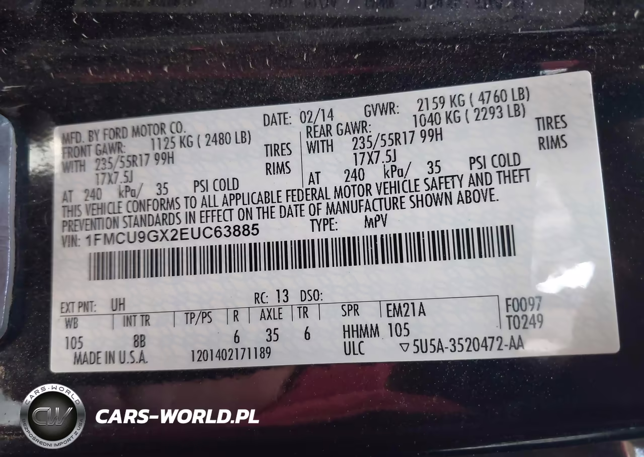 2014 Ford Escape Se VIN:1FMCU9GX2EUC63885 - 9