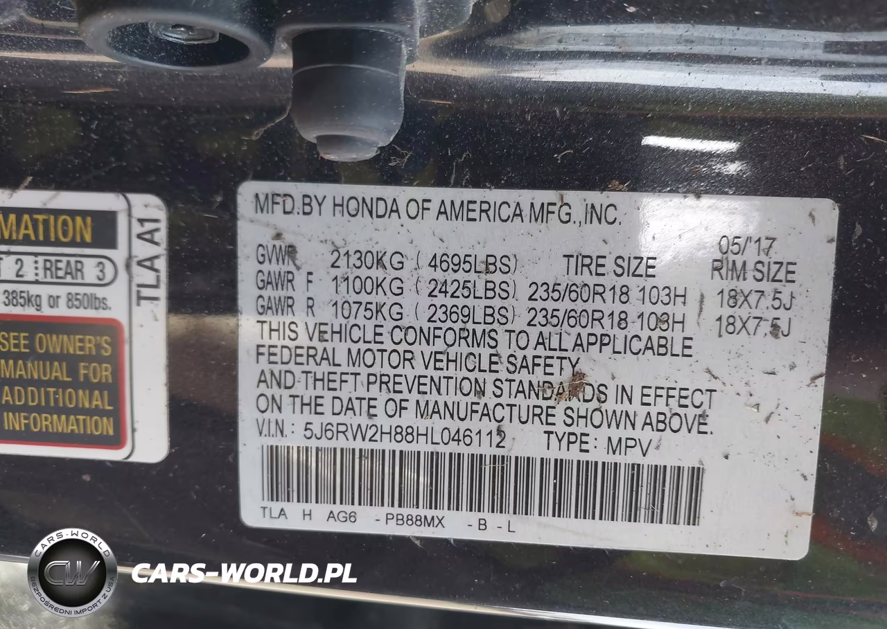 2017 Honda Cr-V Ex-L-Ex-L Navi VIN:5J6RW2H88HL046112 - 9
