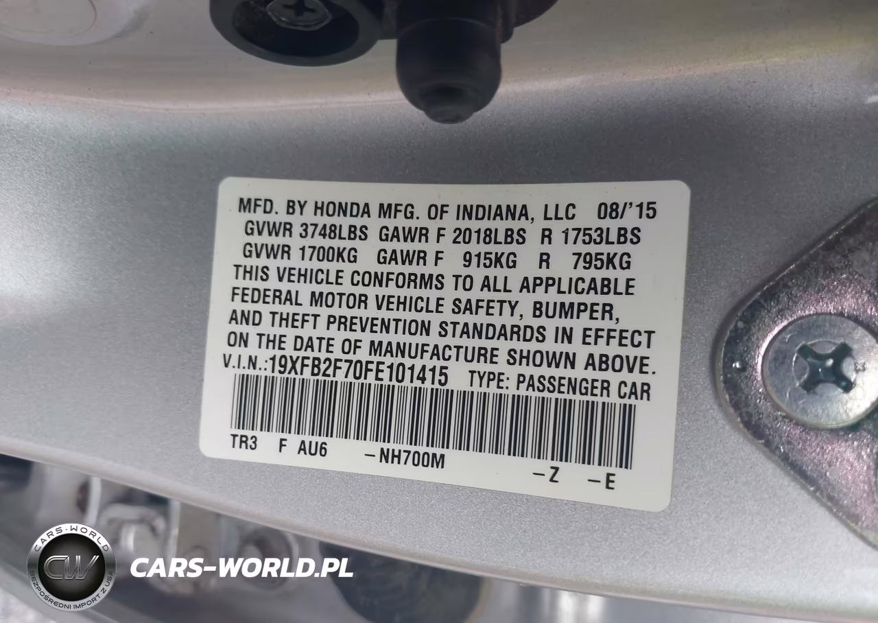 2015 Honda Civic Se VIN:19XFB2F70FE101415 - 9