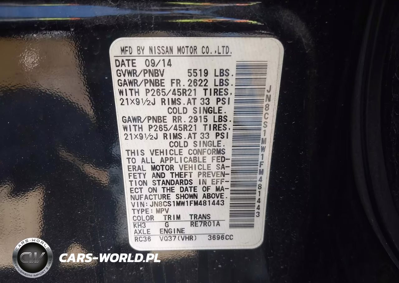 2015 Infiniti Qx70 VIN:JN8CS1MW1FM481443 - 9