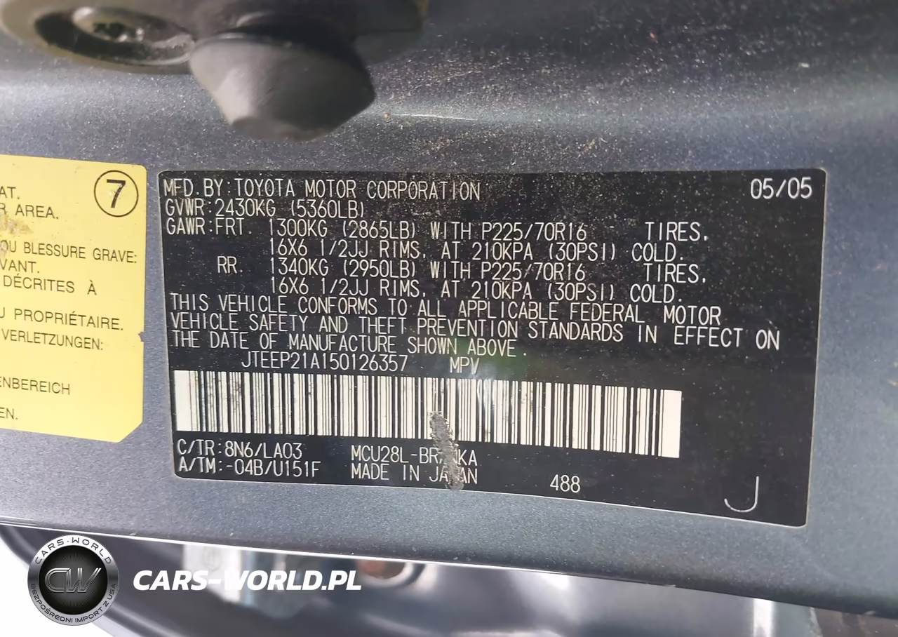2005 Toyota Highlander V6 VIN:JTEEP21A150126357 - 9
