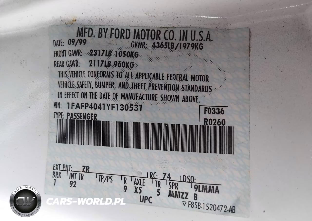 2000 Ford Mustang VIN:1FAFP4041YF130531 - 9