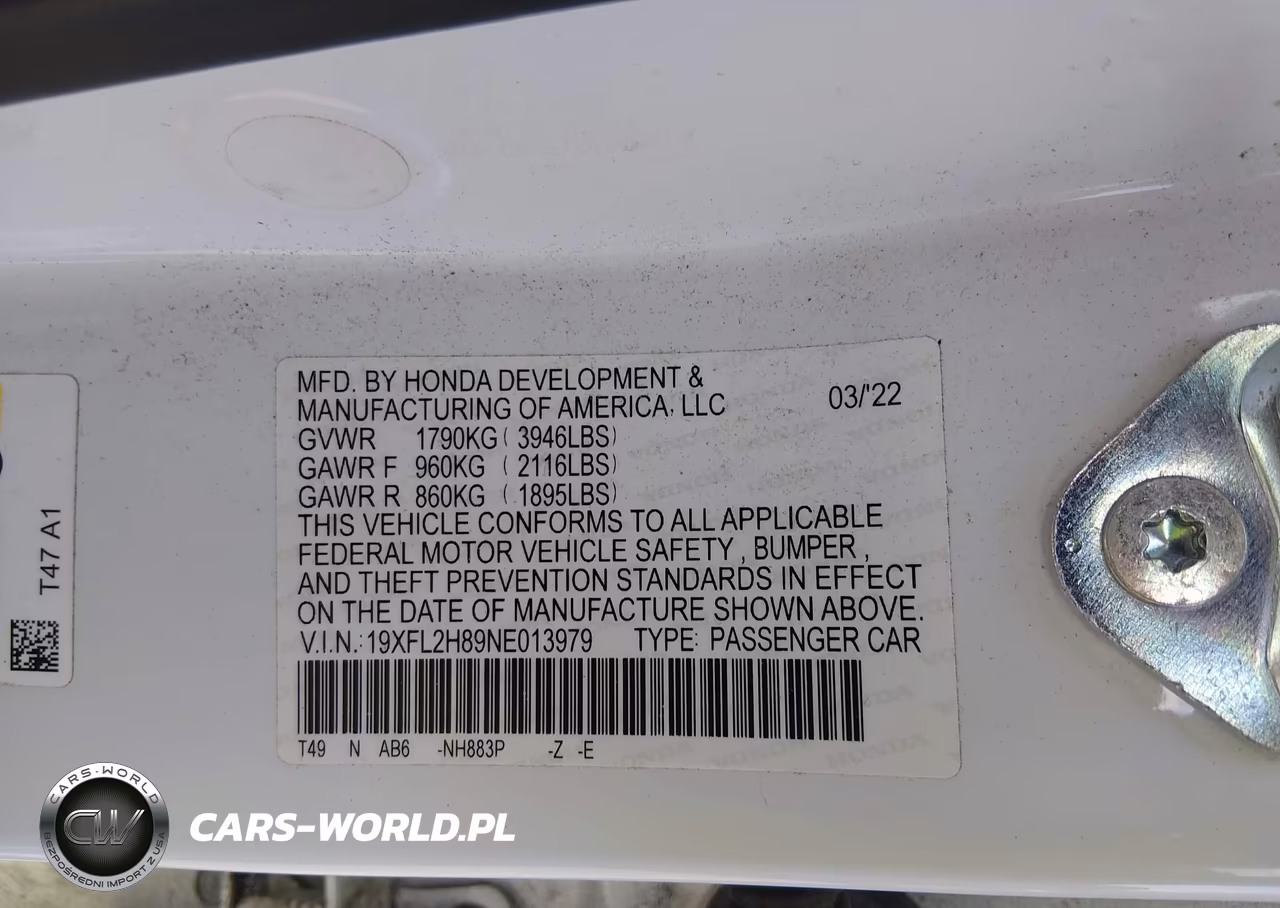 2022 Honda Civic Sport VIN:19XFL2H89NE013979 - 9