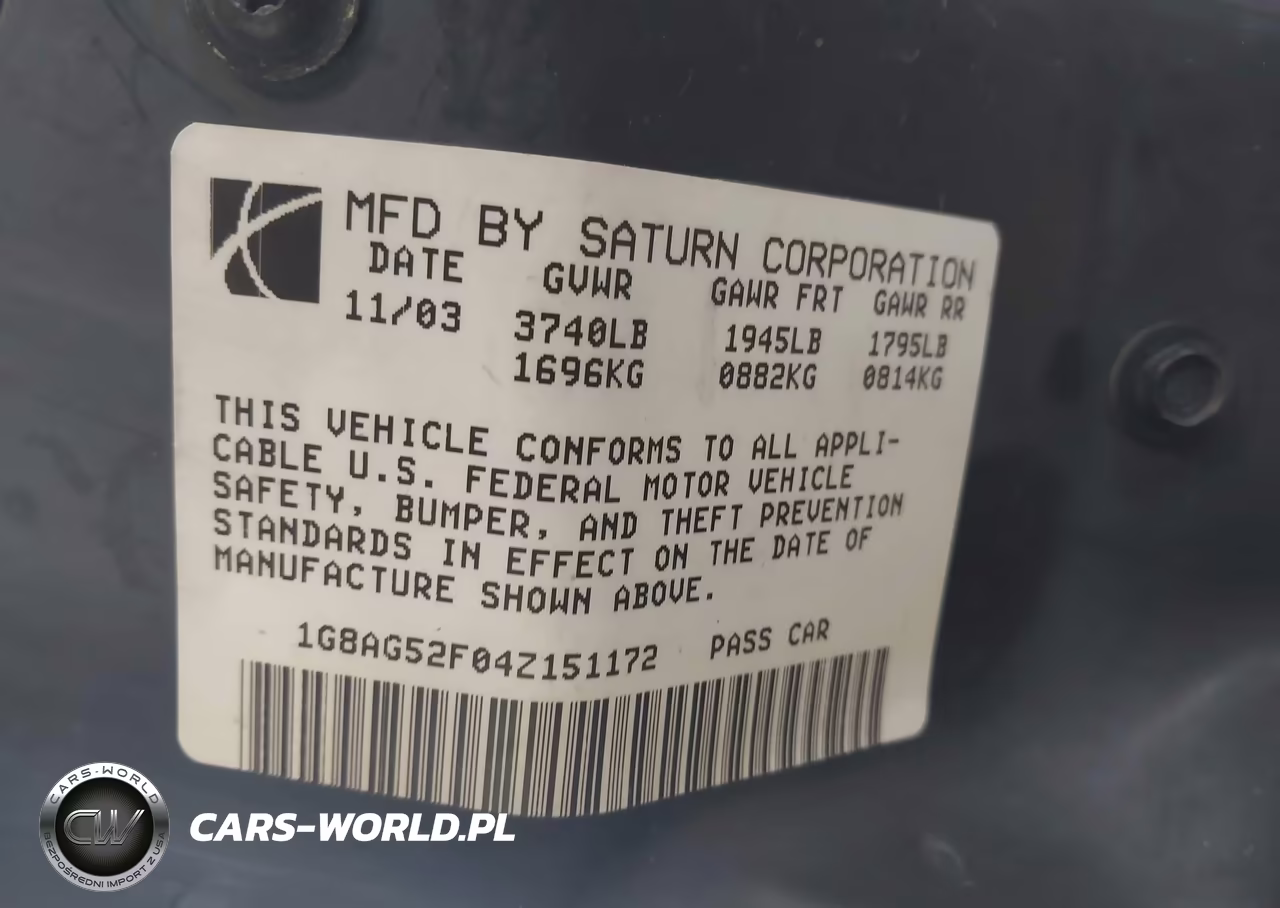 2004 Saturn Ion 1 VIN:1G8AG52F04Z151172 - 9
