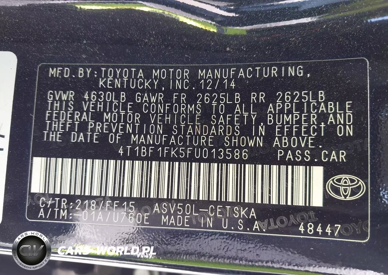 2015 Toyota Camry Se VIN:4T1BF1FK5FU013586 - 9