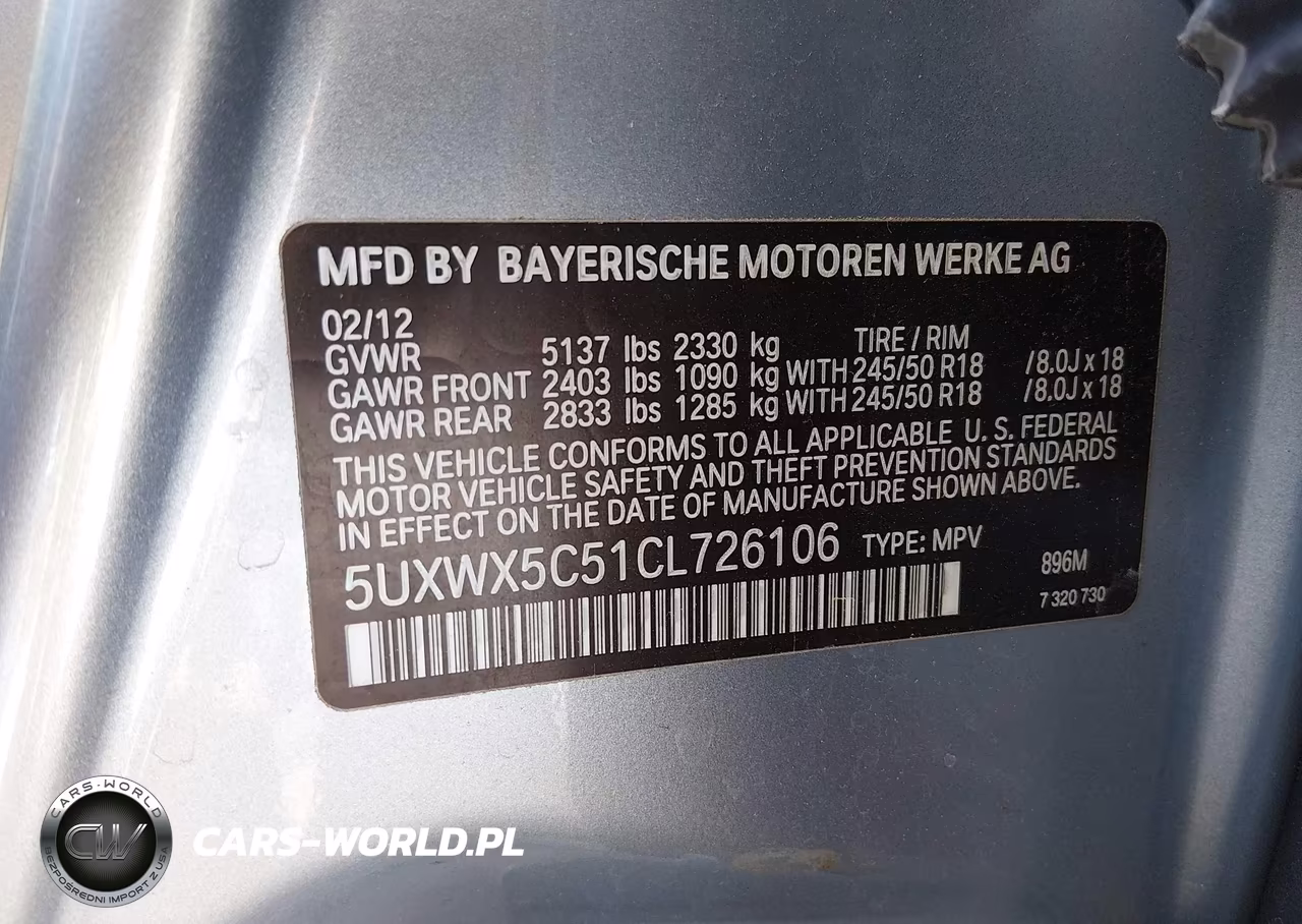 2012 BMW X3 xDrive28I VIN:5UXWX5C51CL726106 - 9