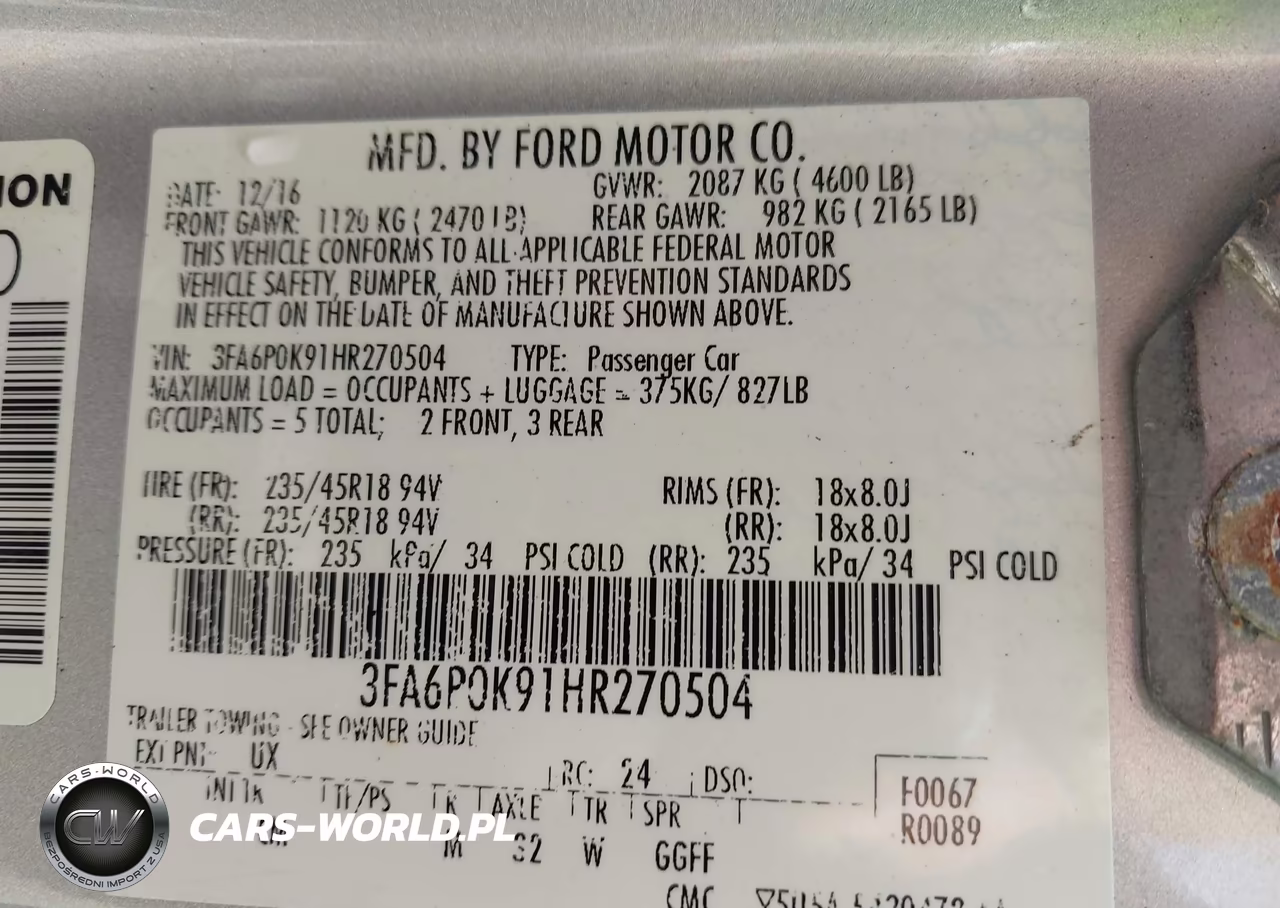 2017 Ford Fusion Titanium VIN:3FA6P0K91HR270504 - 9