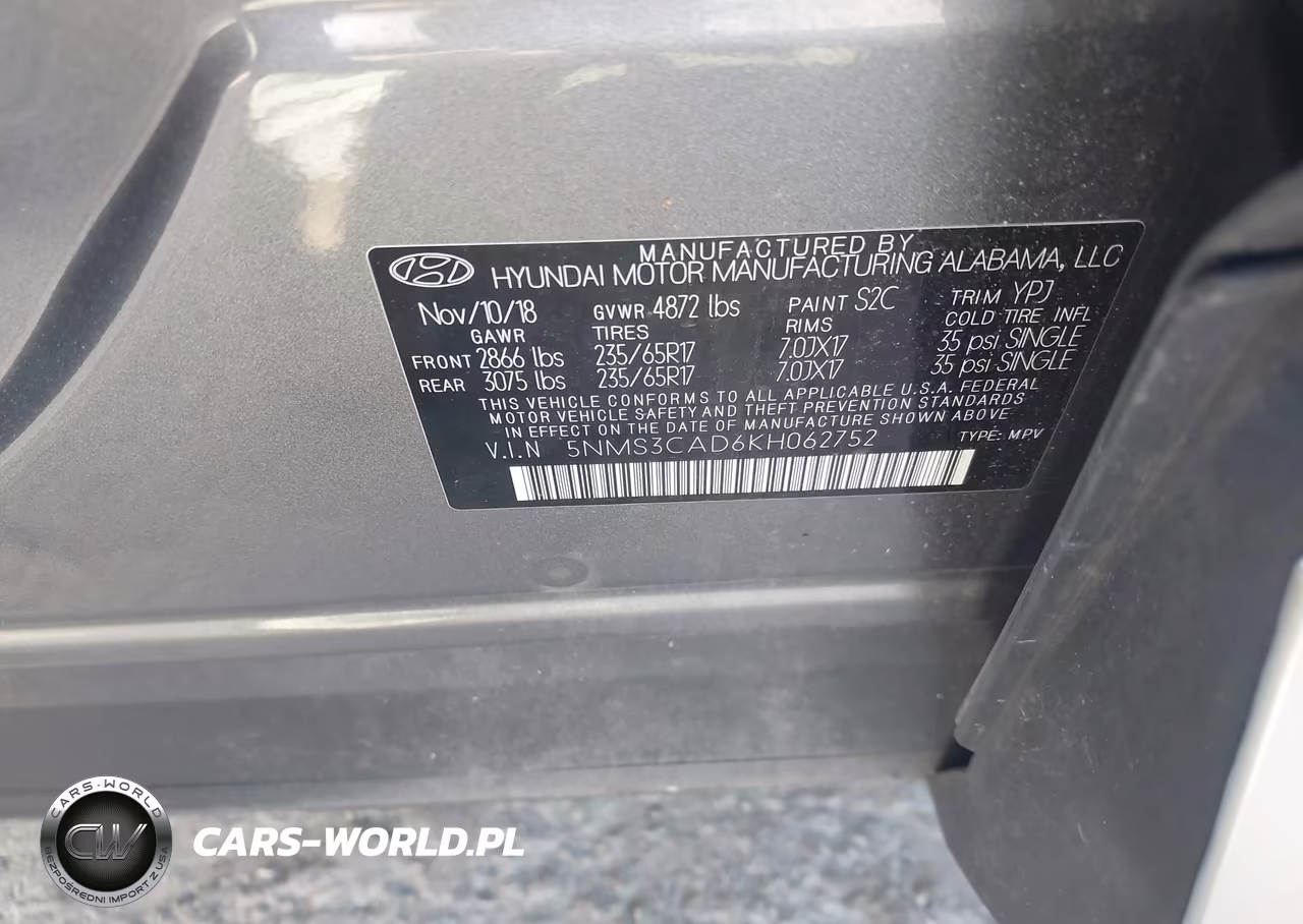 2019 Hyundai Santa Fe Sel VIN:5NMS3CAD6KH062752 - 9