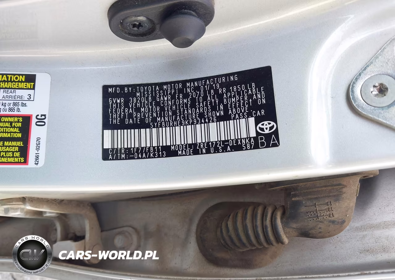 2019 Toyota Corolla Le VIN:5YFBURHE9KP934426 - 9
