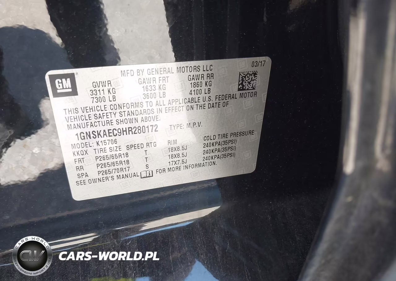 2017 Chevrolet Tahoe Ls VIN:1GNSKAEC9HR280172 - 9