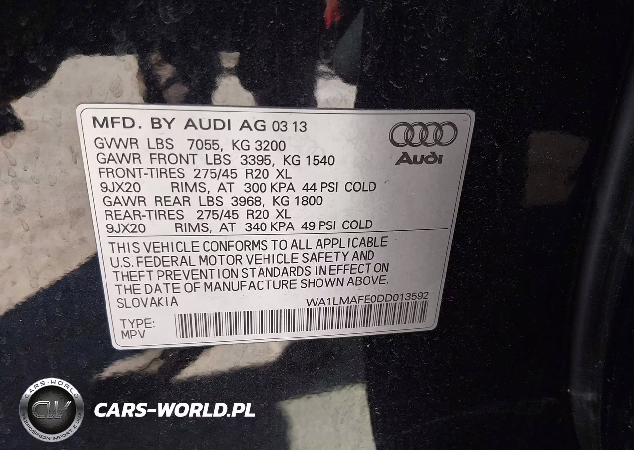 2013 Audi Q7 3.0 Tdi Premium VIN:WA1LMAFE0DD013592 - 9