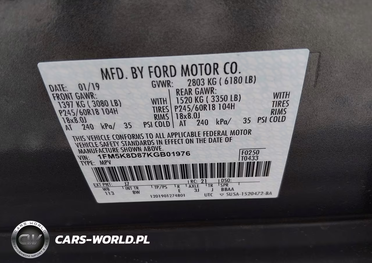 2019 Ford Explorer Xlt VIN:1FM5K8D87KGB01976 - 9