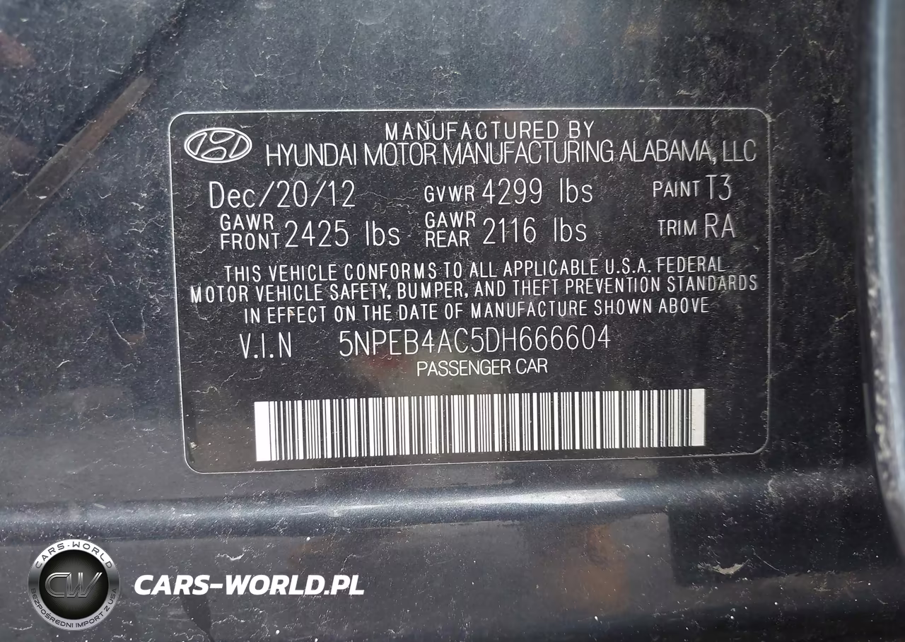 2013 Hyundai Sonata Gls VIN:5NPEB4AC5DH666604 - 9