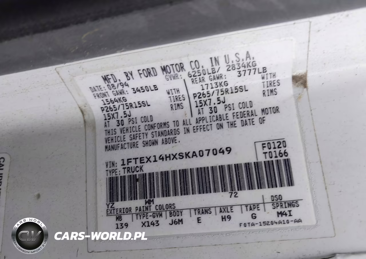 1995 Ford F150 VIN:1FTEX14HXSKA07049 - 9