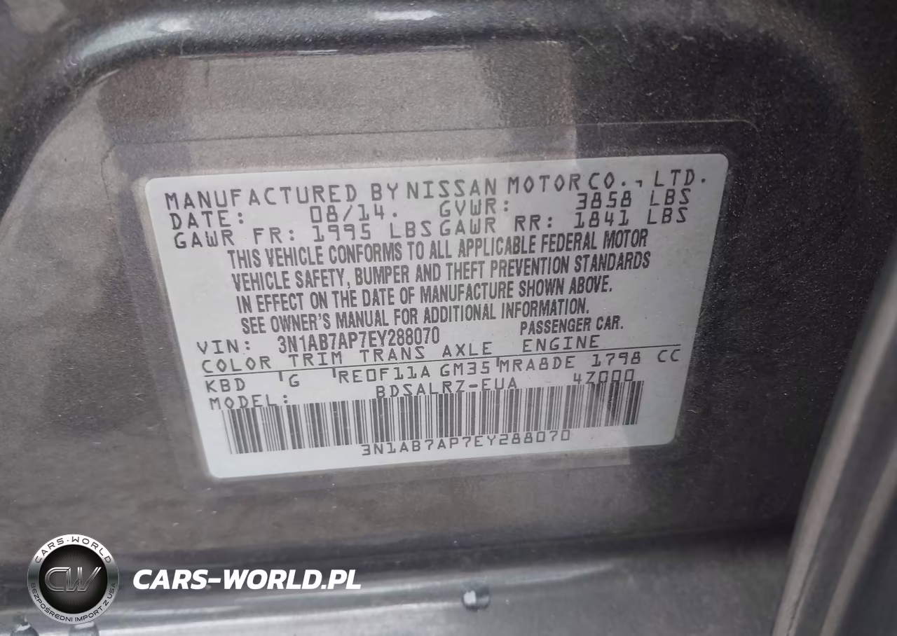 2014 Nissan Sentra Sr VIN:3N1AB7AP7EY288070 - 9