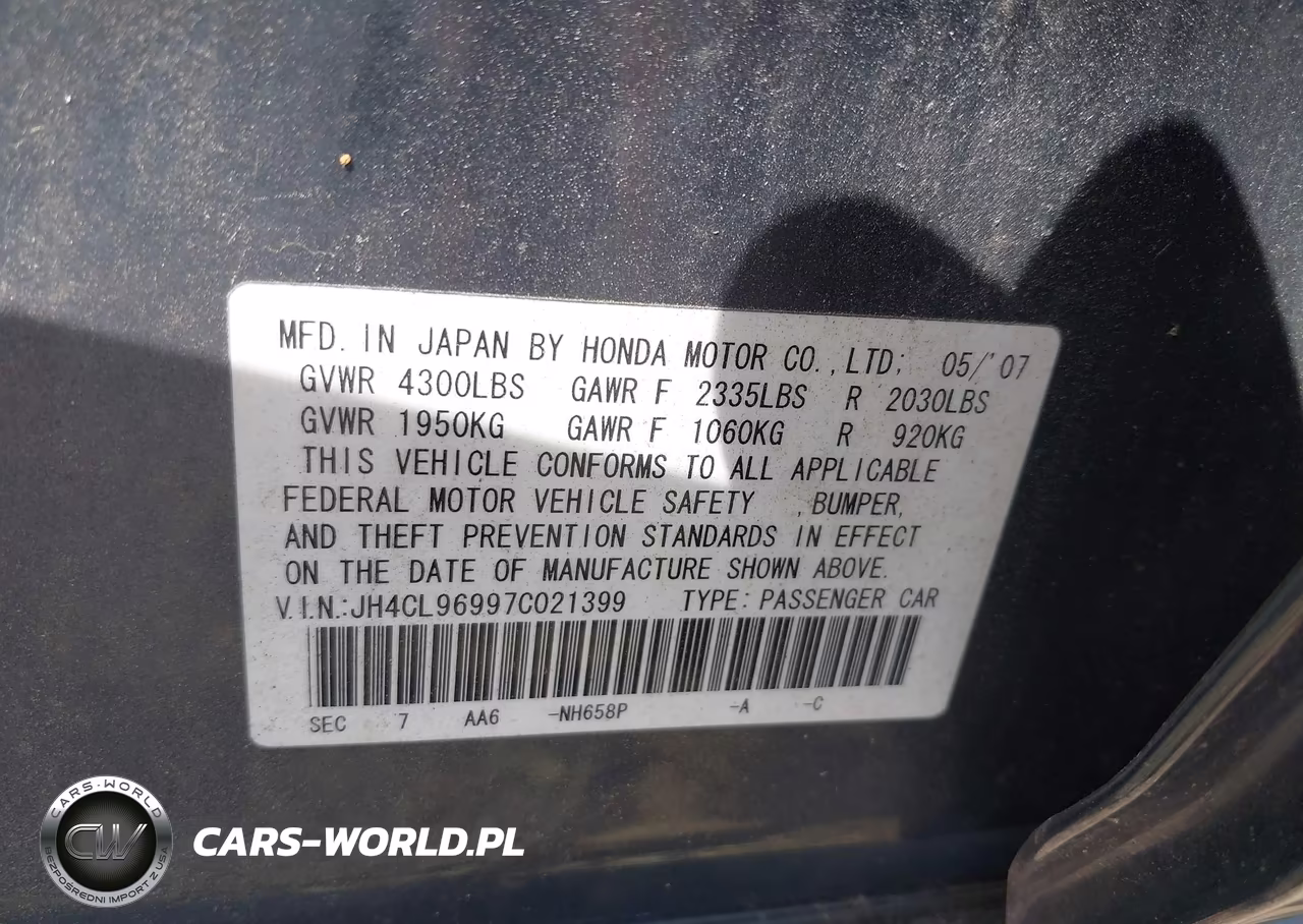 2007 Acura Tsx VIN:JH4CL96997C021399 - 9