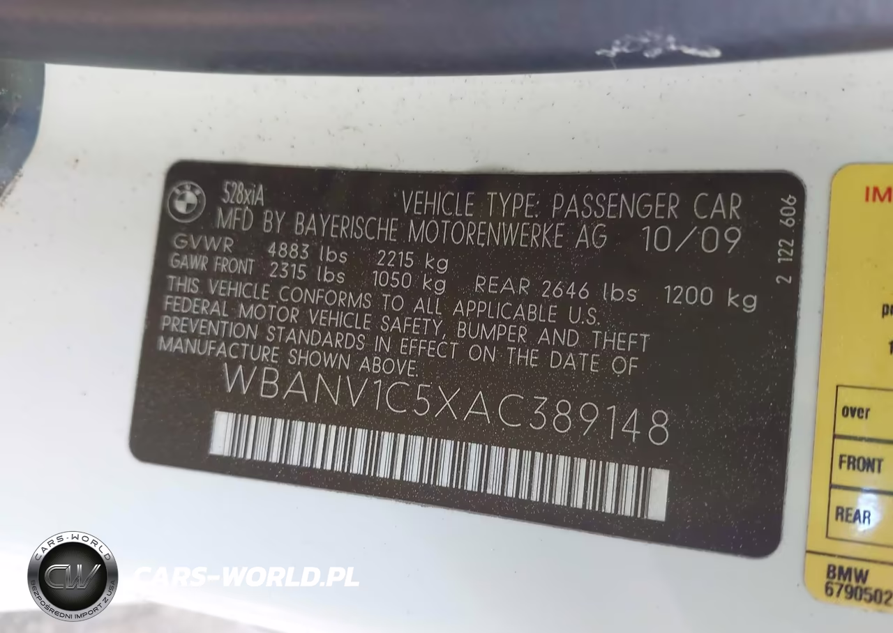 2010 BMW 528I xDrive VIN:WBANV1C5XAC389148 - 9