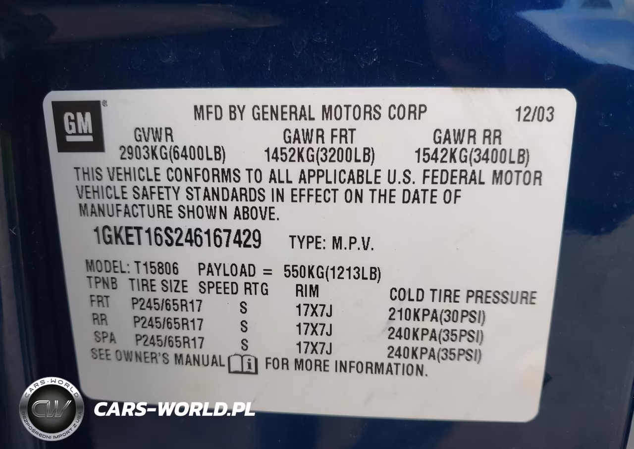 2004 GMC Envoy Xl Slt VIN:1GKET16S246167429 - 9