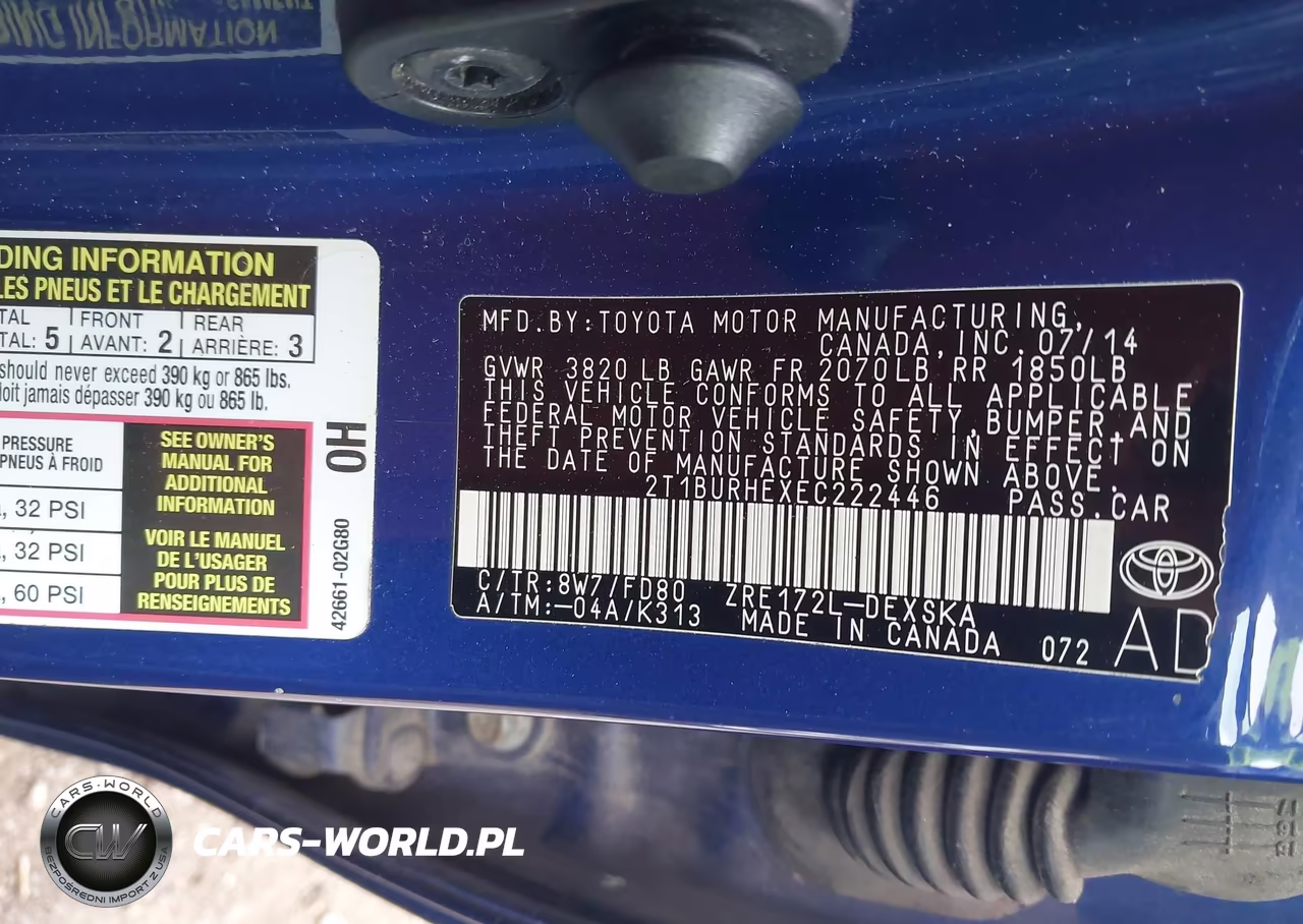 2014 Toyota Corolla S Plus VIN:2T1BURHEXEC222446 - 9