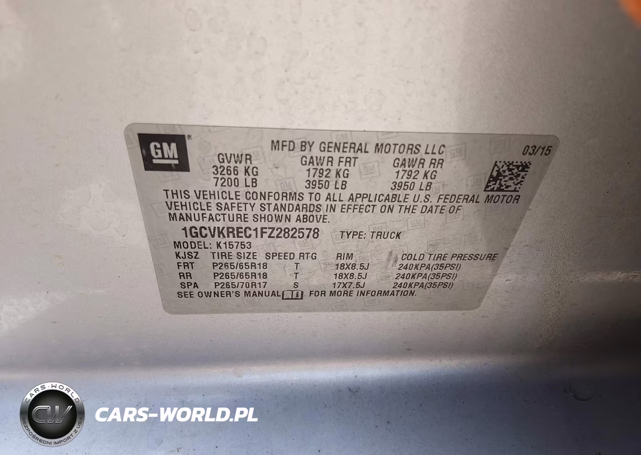 2015 Chevrolet Silverado 1500 2Lt VIN:1GCVKREC1FZ282578 - 9