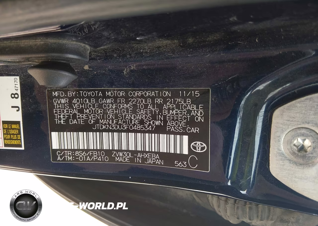 2015 Toyota Prius Two VIN:JTDKN3DU3F0485347 - 9