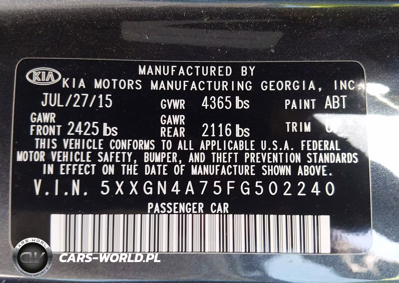 2015 Kia Optima Ex VIN:5XXGN4A75FG502240 - 9
