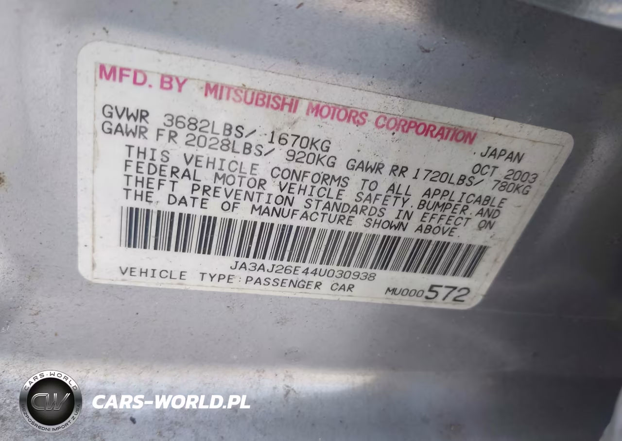 2004 Mitsubishi Lancer Es VIN:JA3AJ26E44U030938 - 9