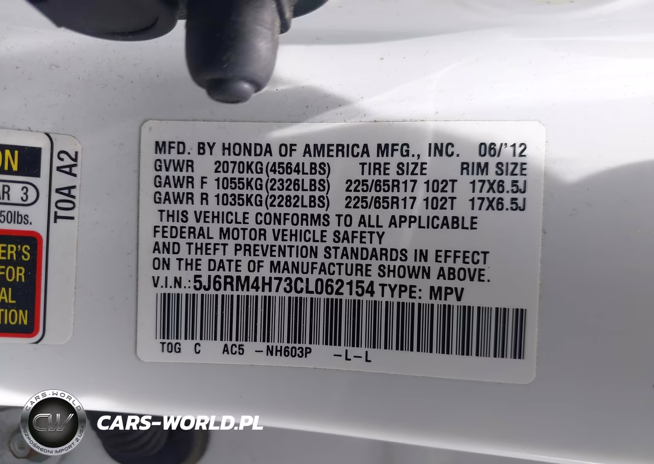 2012 Honda Cr-V Ex-L VIN:5J6RM4H73CL062154 - 9