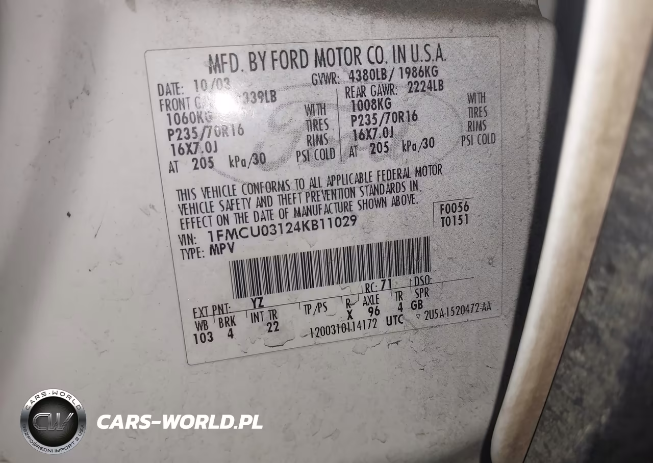 2004 Ford Escape Xlt VIN:1FMCU03124KB11029 - 9